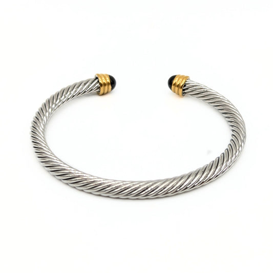 Modern rope-style bangle in stainless steel – Lucky Cookie Jewelry