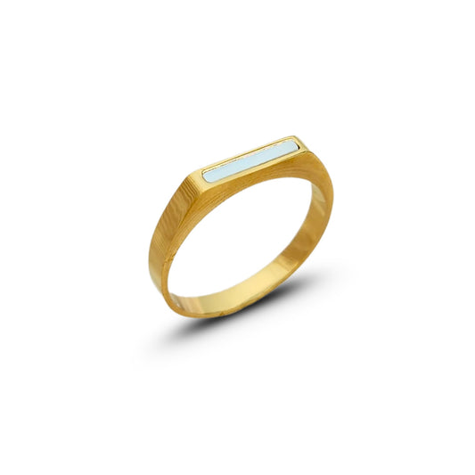 Gold seashell inlay bar ring isolated on white background for product display