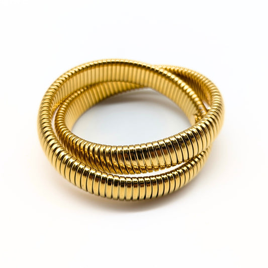 Gold Duo Coil Bracelet with high-shine finish - Lucky Cookie Jewelry
