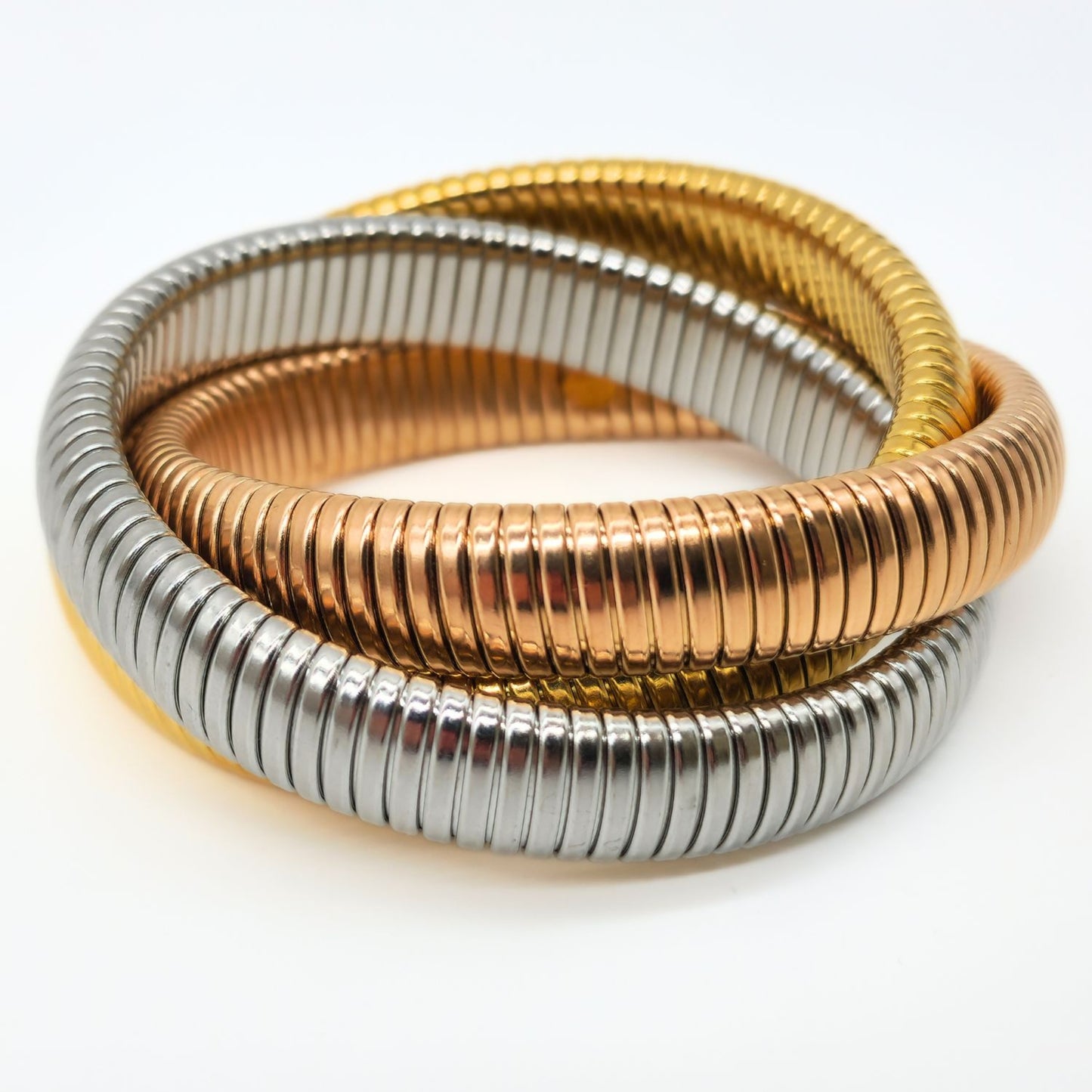 Magic Trio Bracelet stack with snake chain texture – Lucky Cookie Jewelry